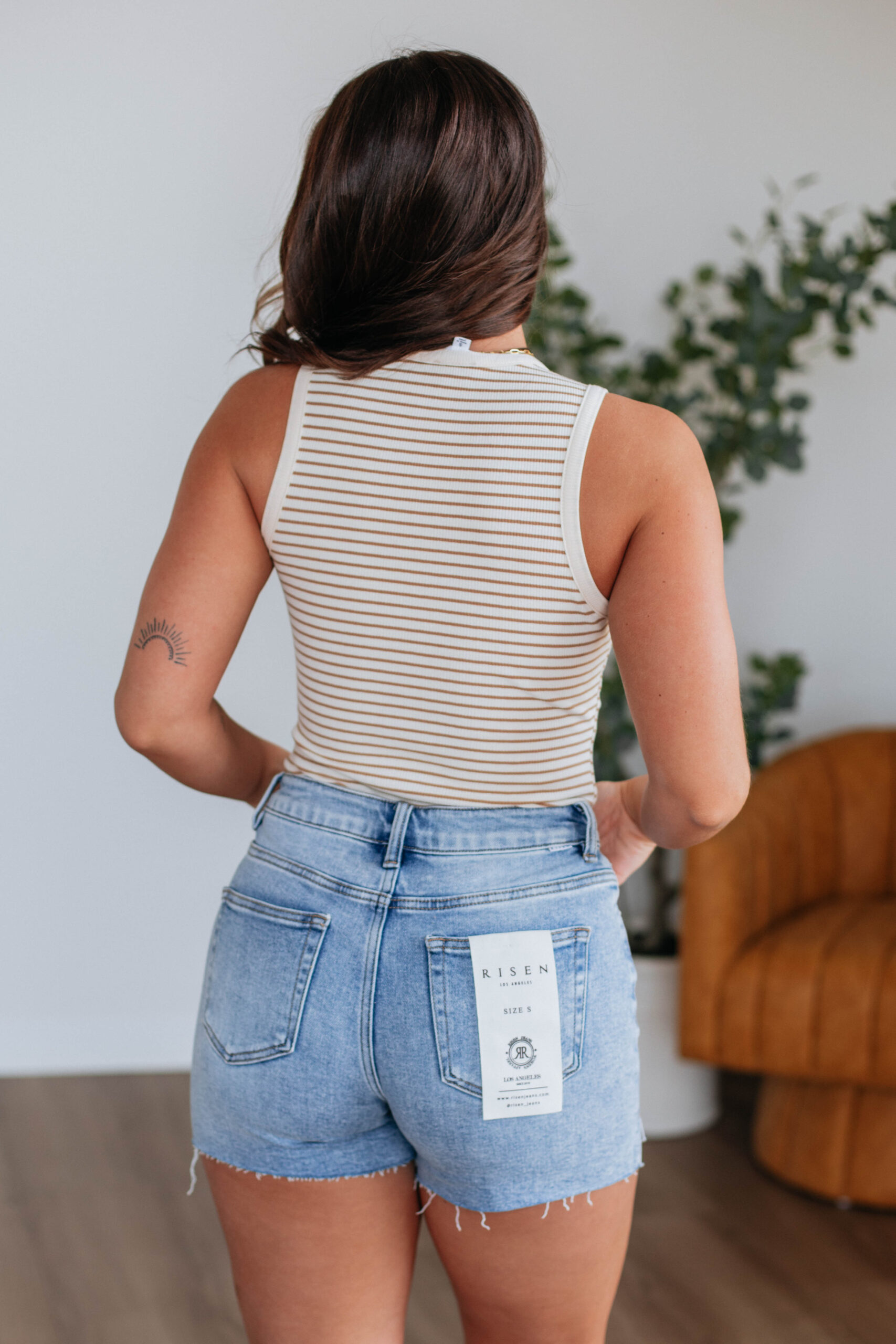 April Striped Bodysuit - Tan Mix - Image 5
