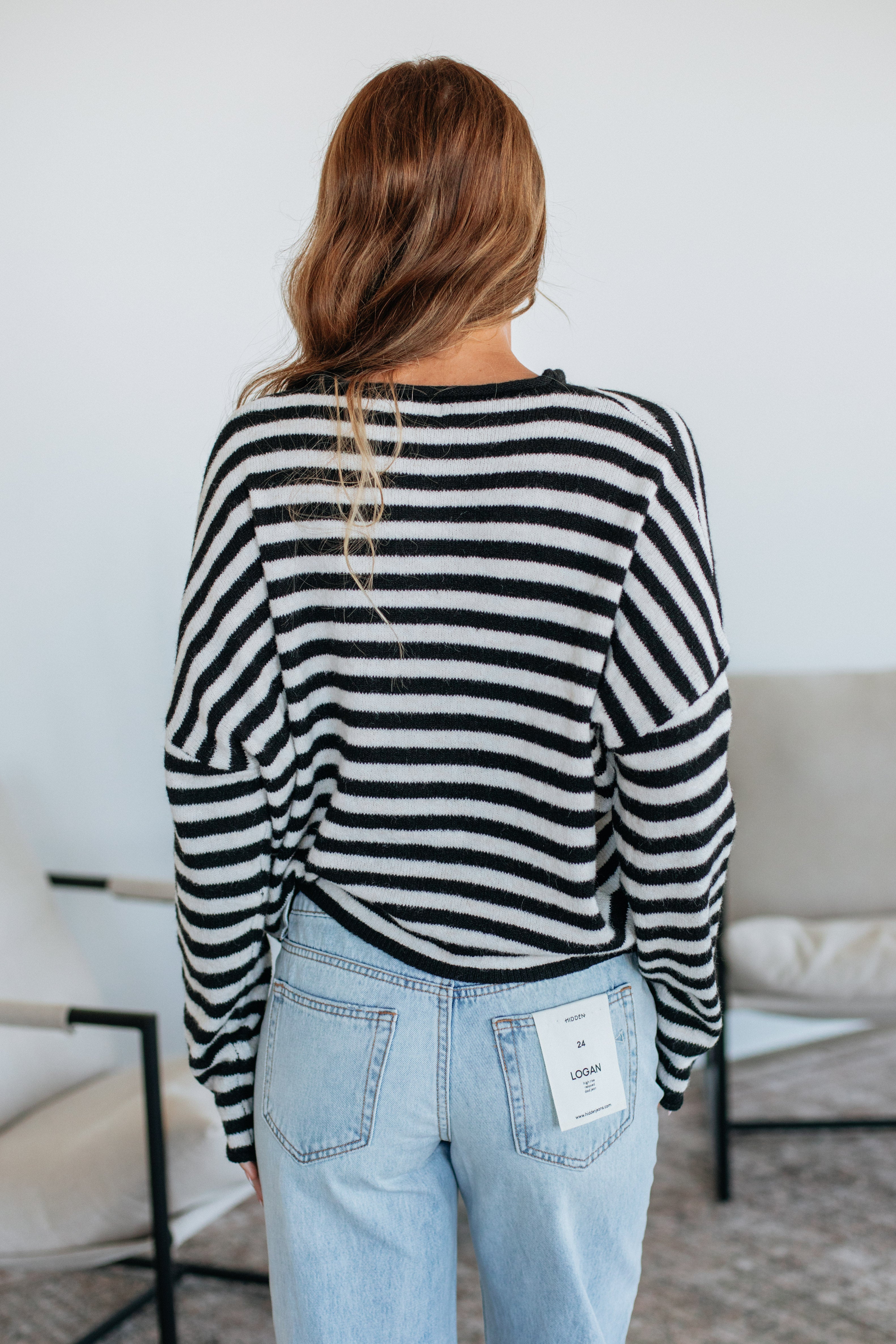 Brooke Striped Cardigan - Black Mix - Image 4