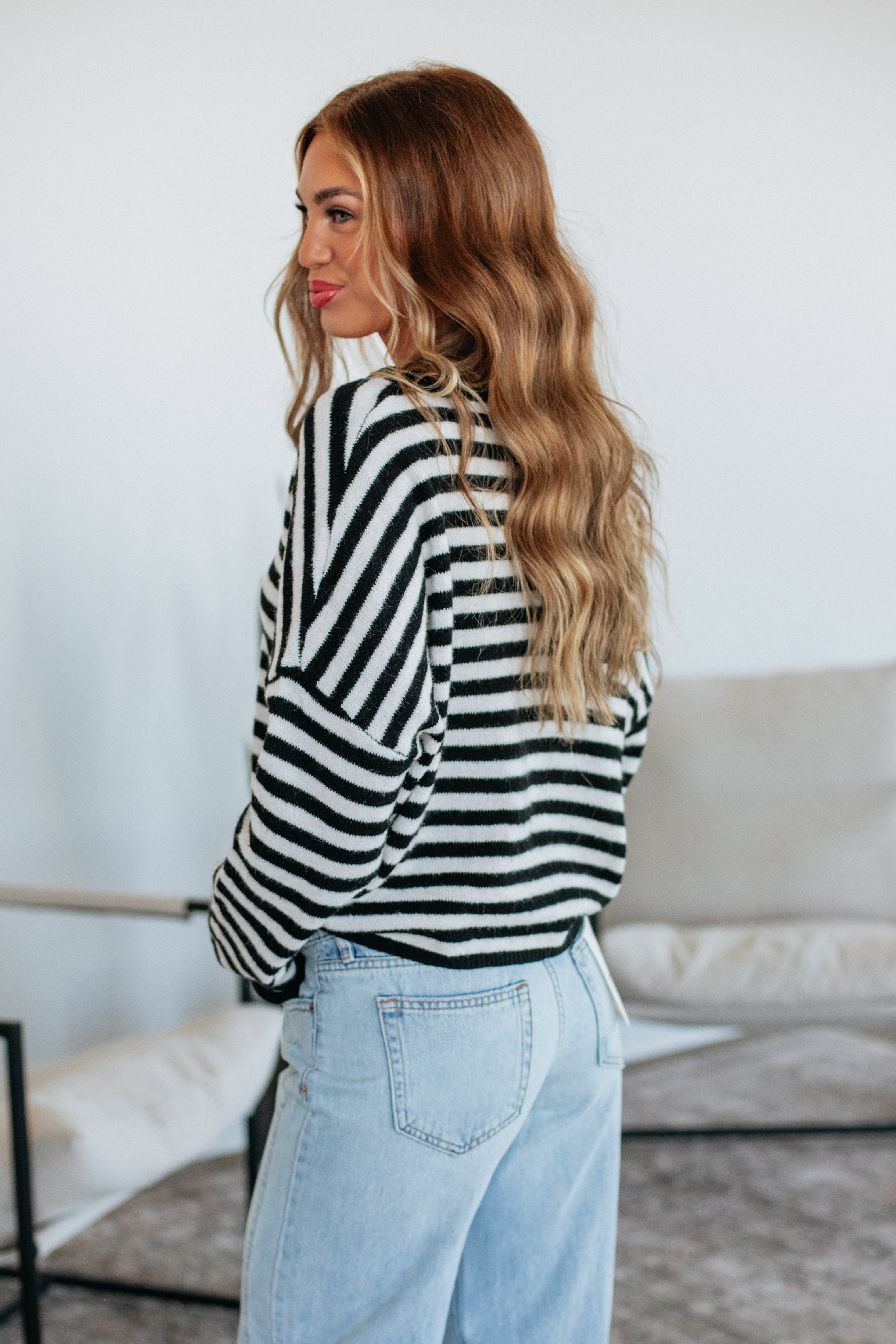 Brooke Striped Cardigan - Black Mix - Image 2