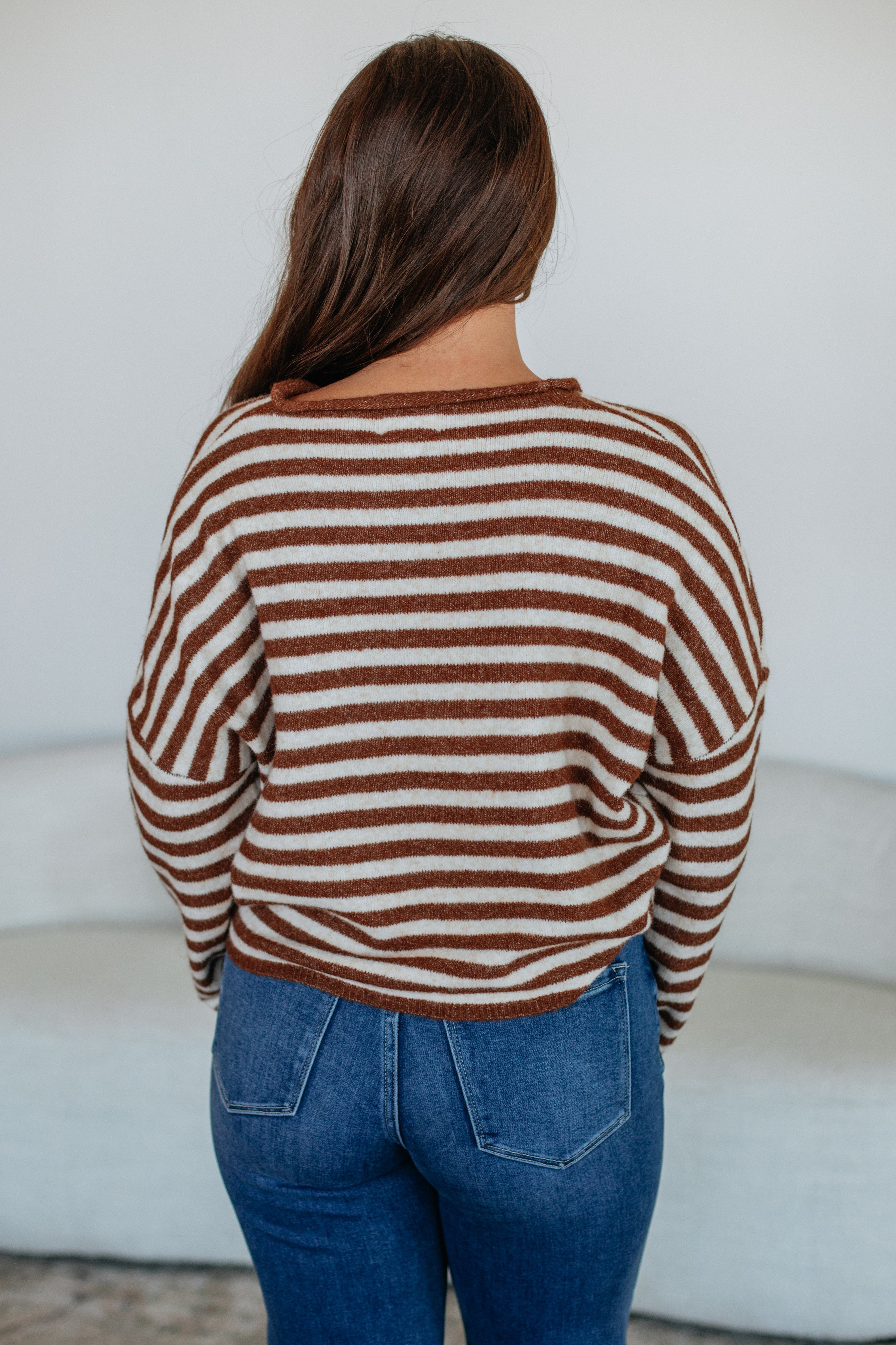 Brooke Striped Cardigan - Chocolate Mix - Image 5