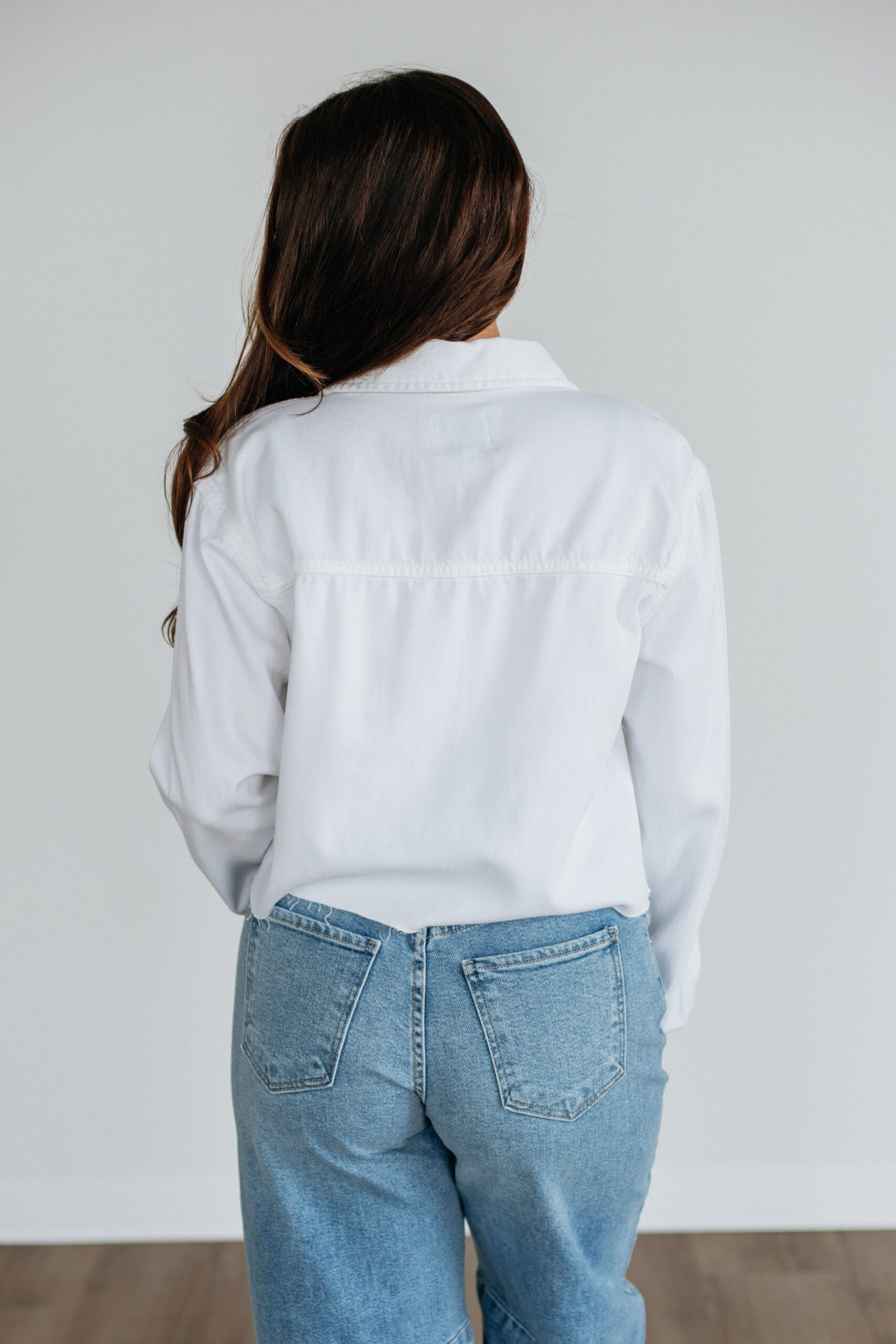 Harlow Hidden Denim Shacket - Ivory - Image 6