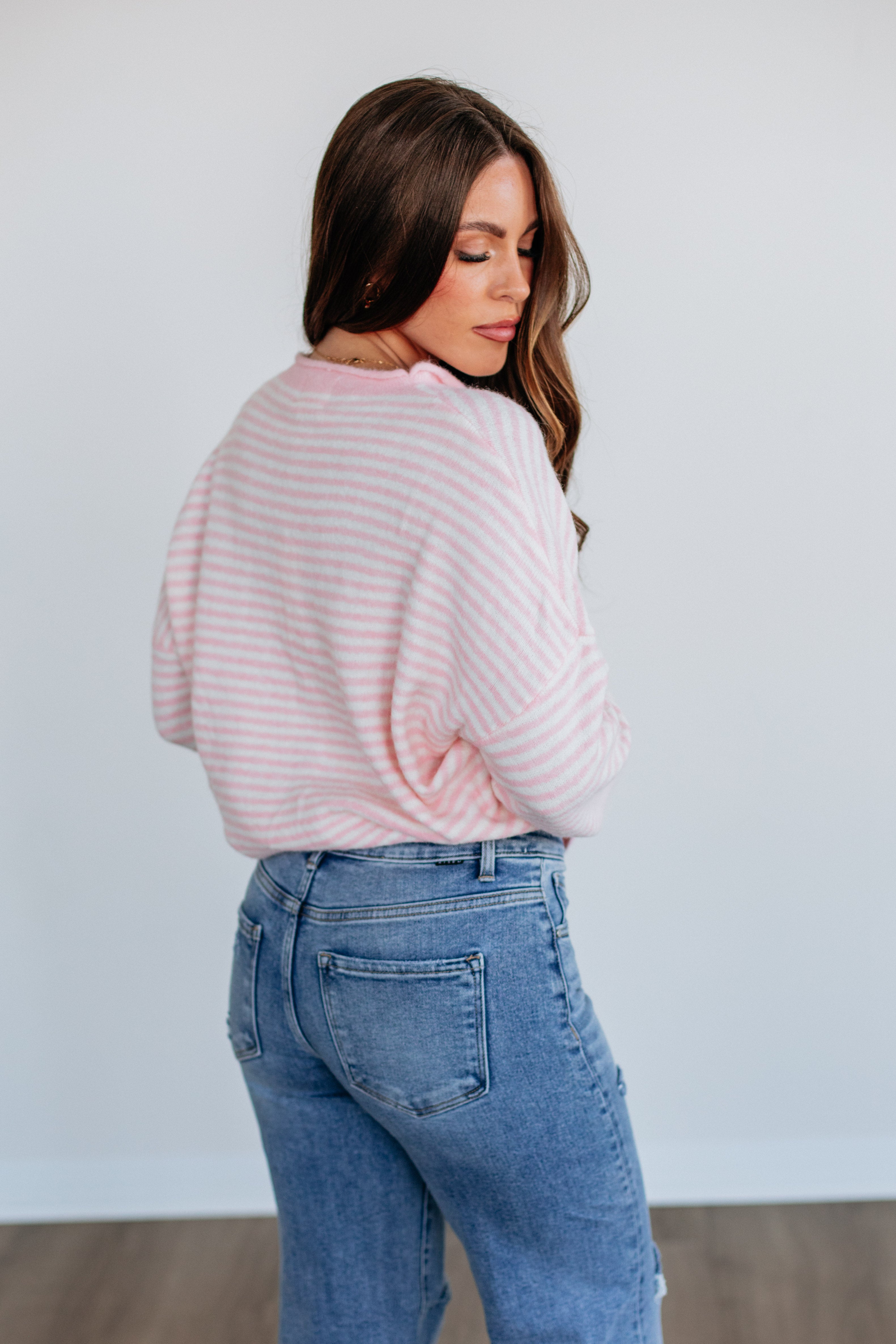 Zoelle Striped Cardigan - Baby Pink Mix - Image 5