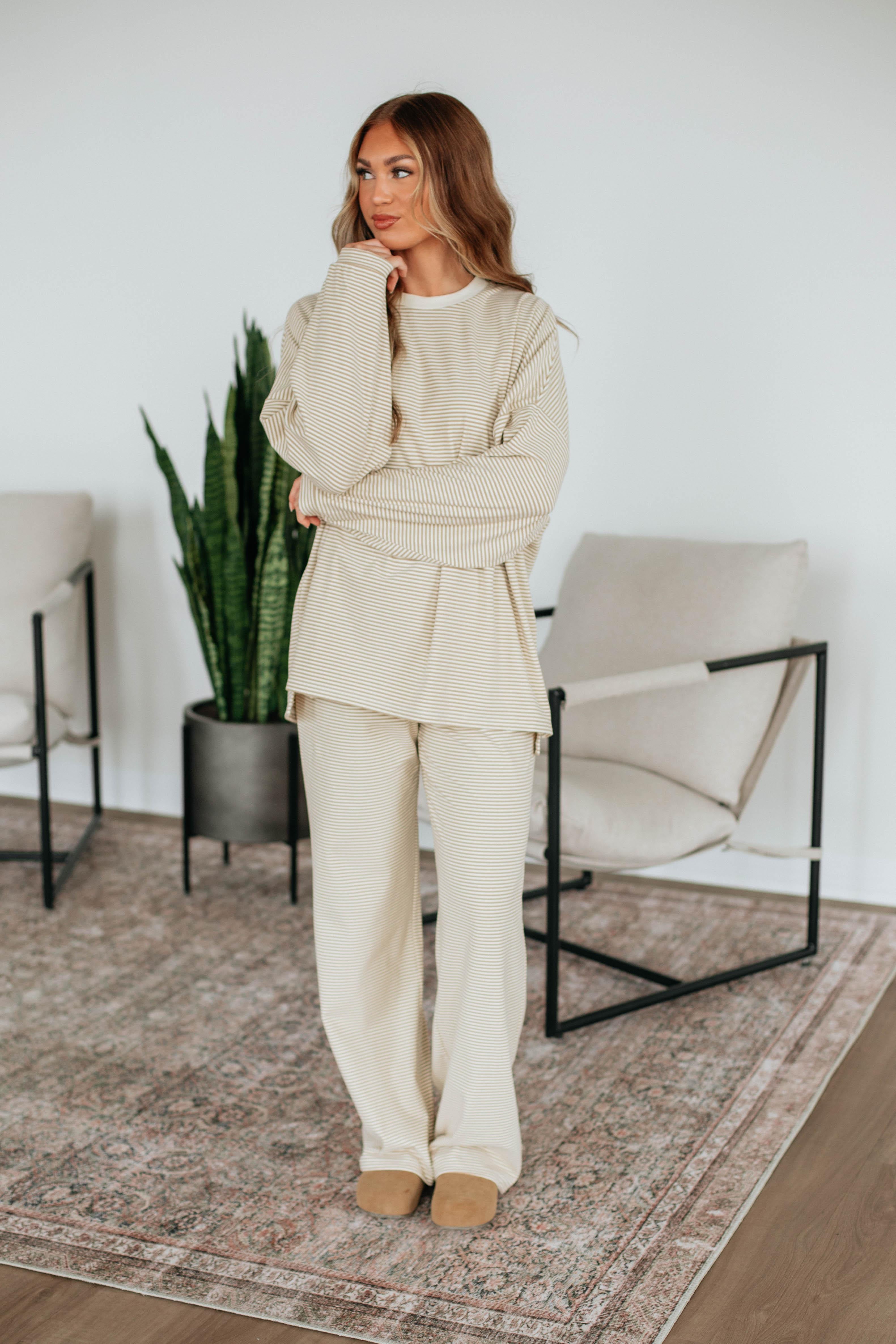 Cayla Striped Pants - Beige Mix - Image 2