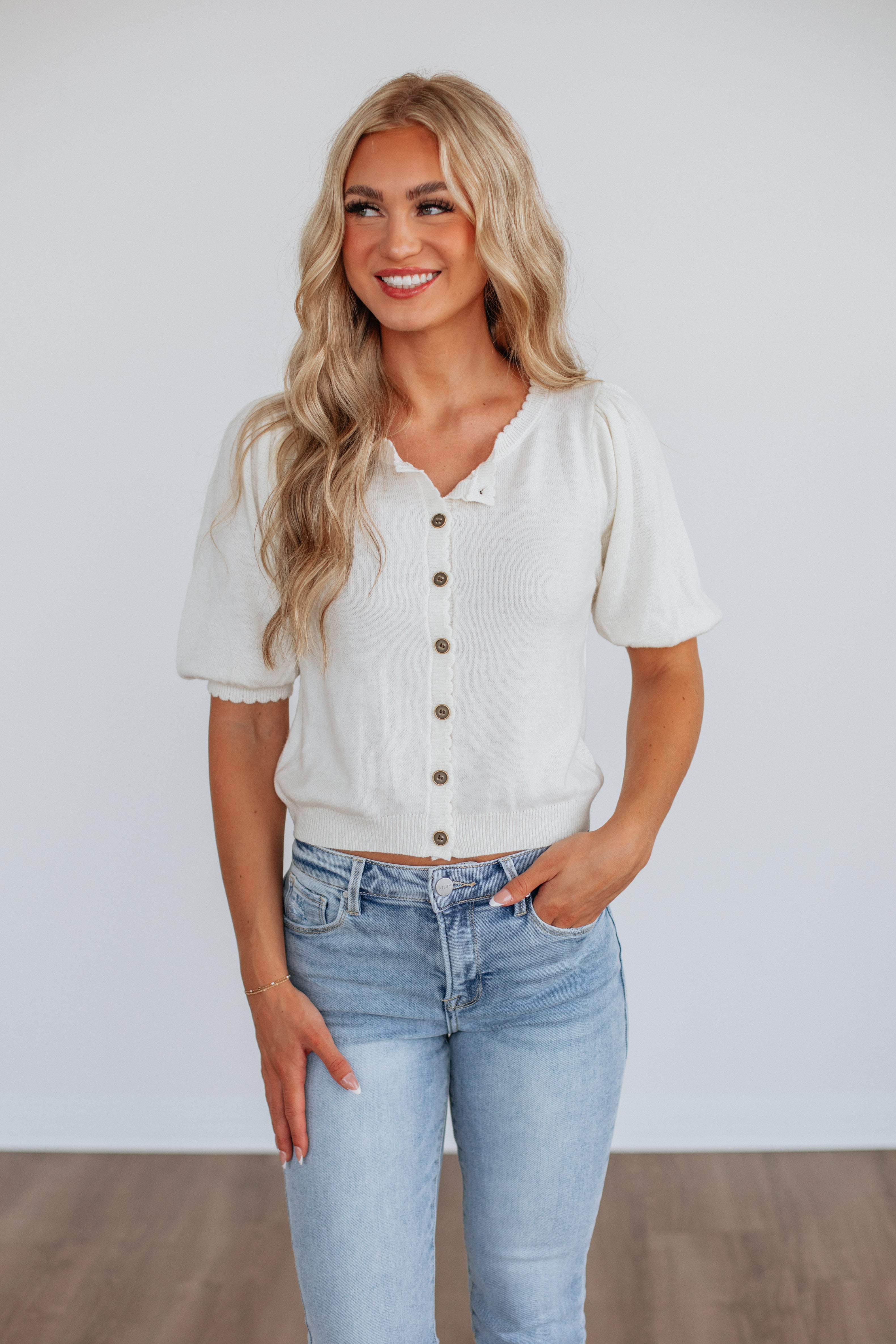 Neriah Cardigan Top - Cream