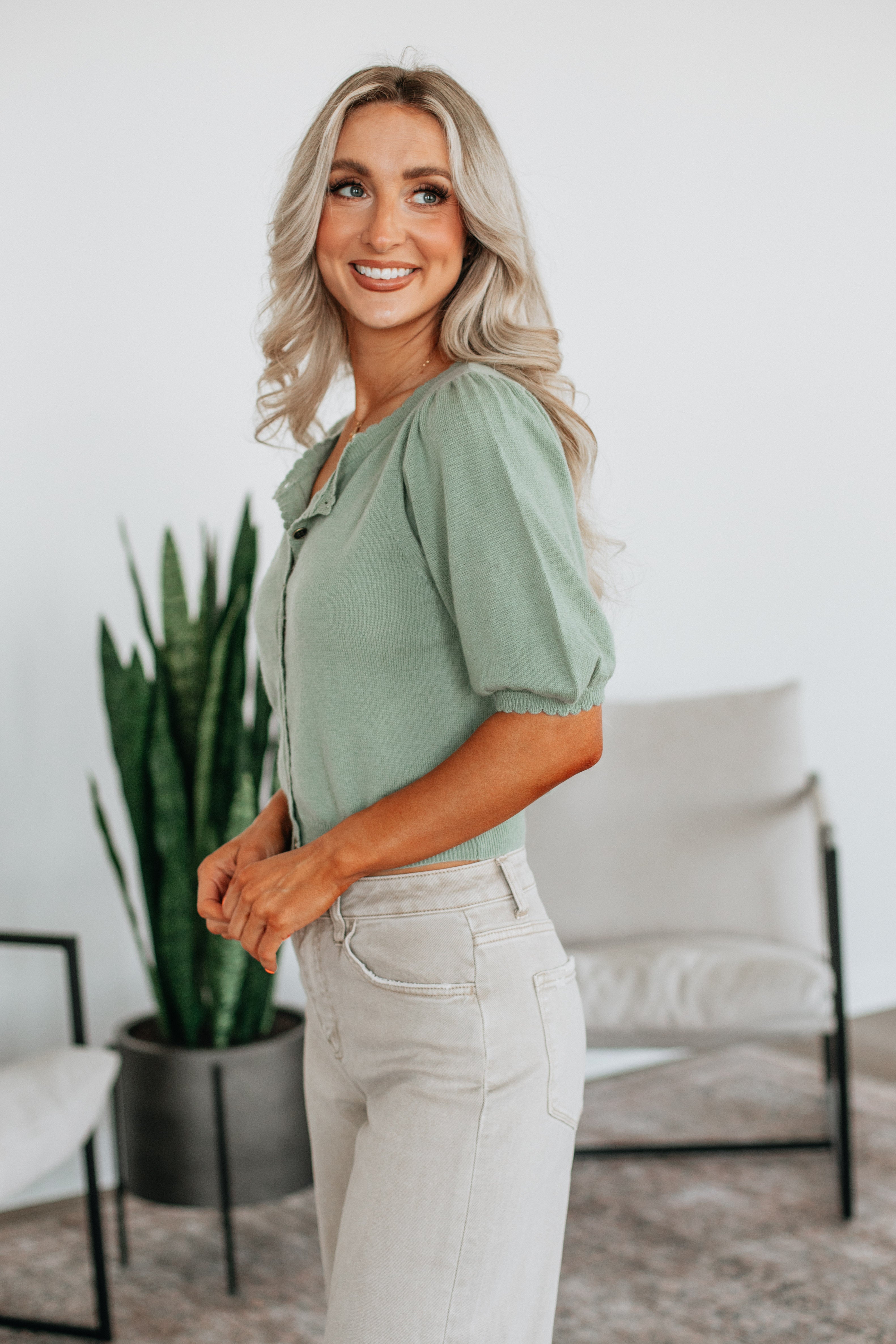 Neriah Cardigan Top - Sage - Image 5