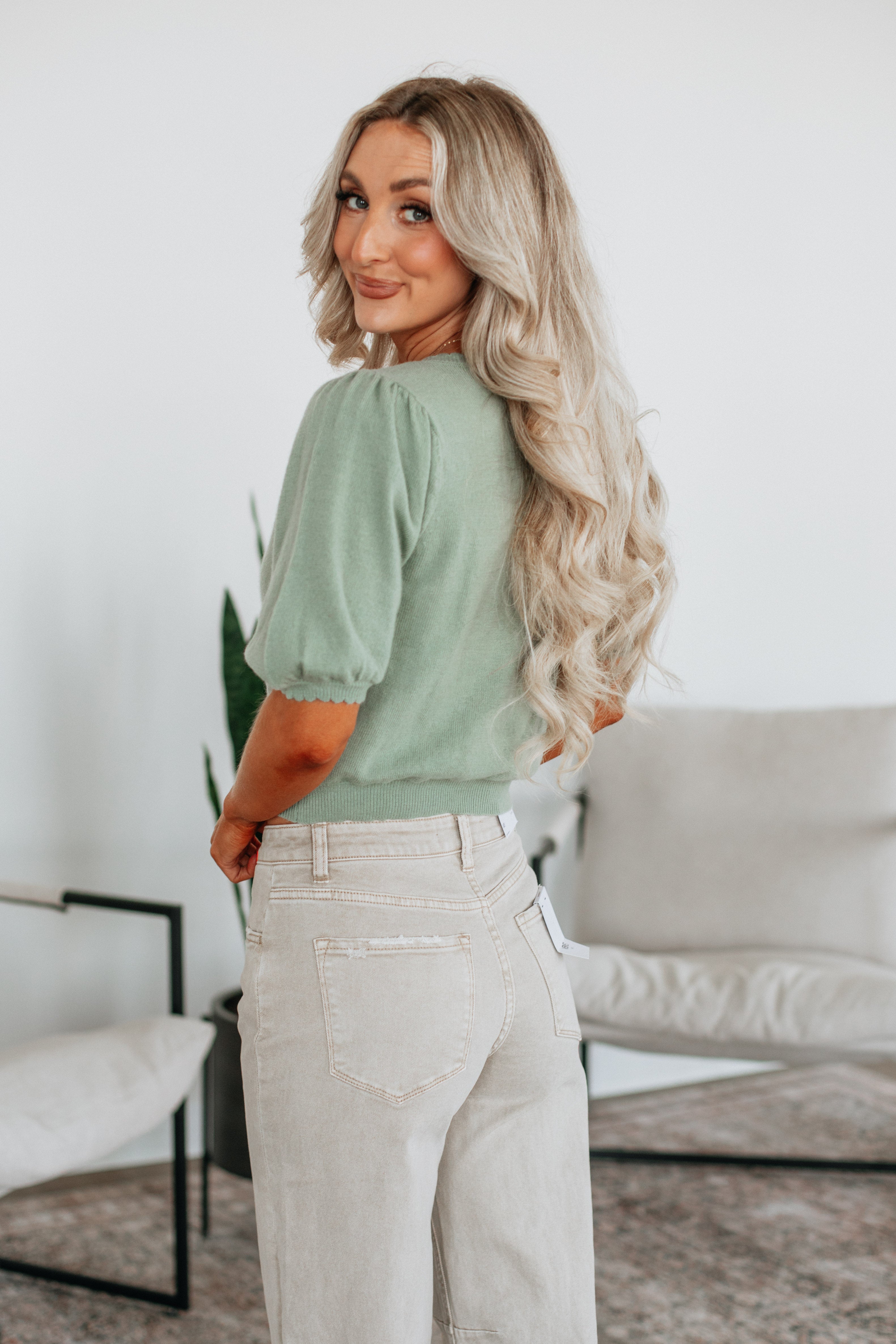 Neriah Cardigan Top - Sage - Image 6