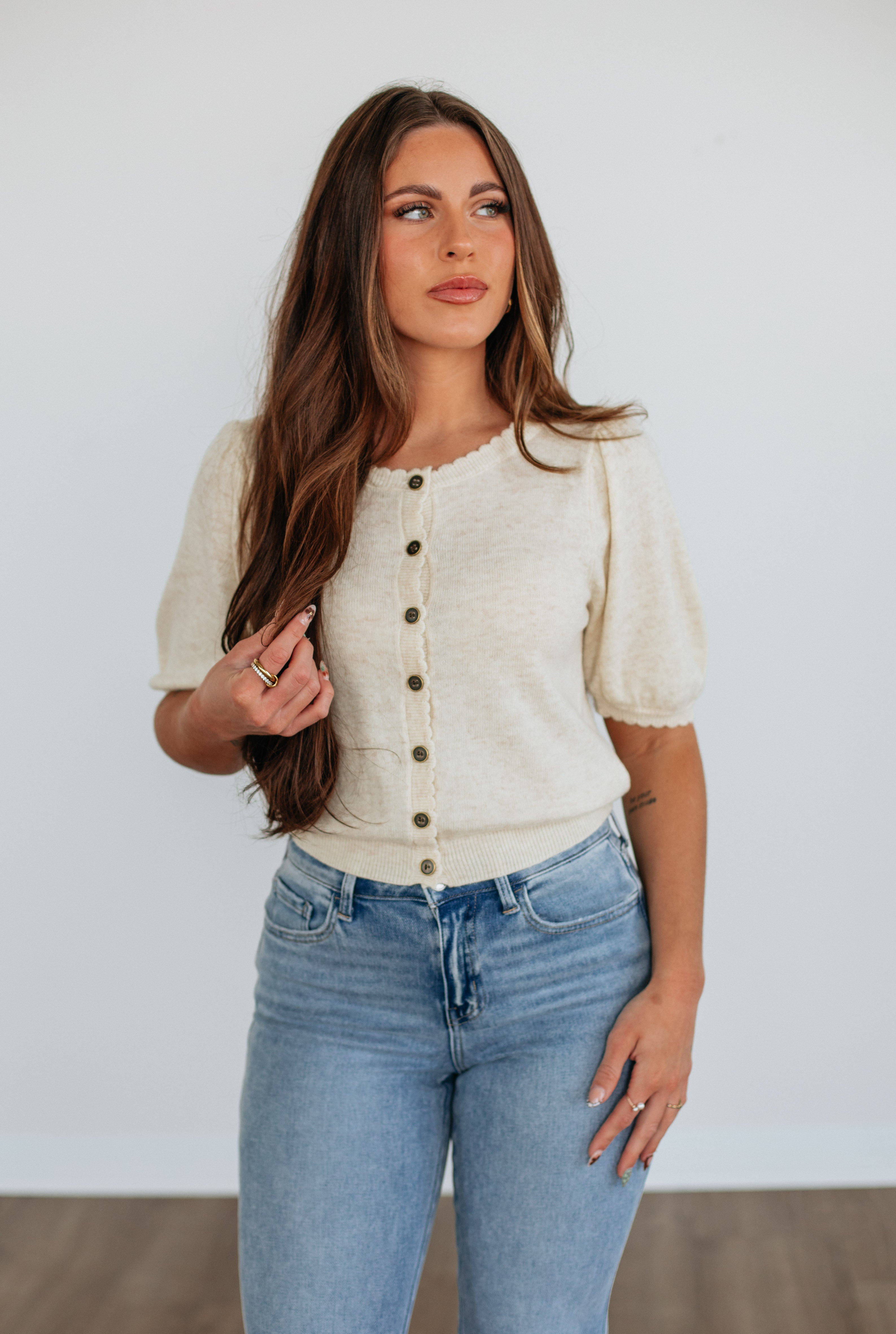Neriah Cardigan Top - Beige - Image 5
