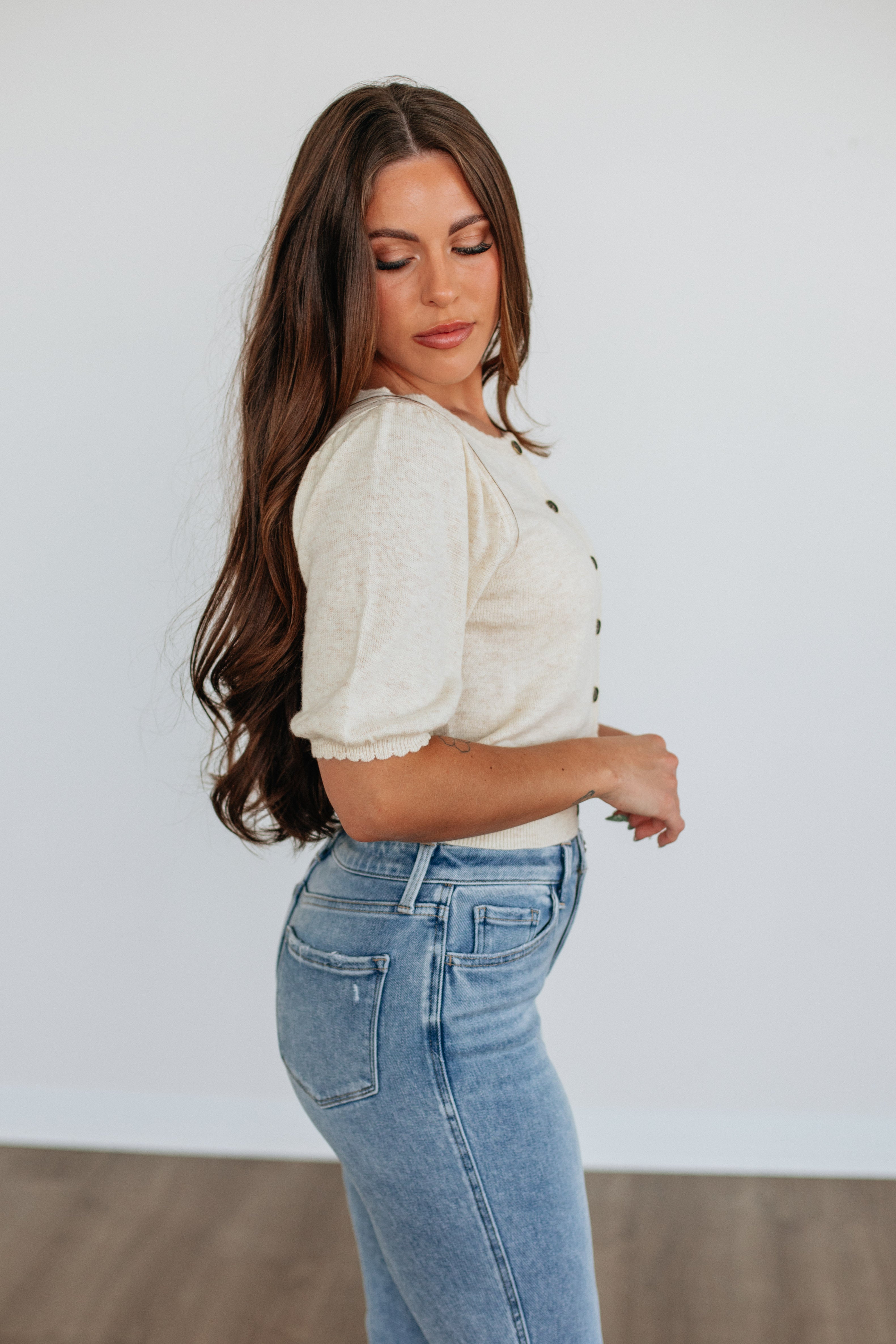 Neriah Cardigan Top - Beige - Image 3