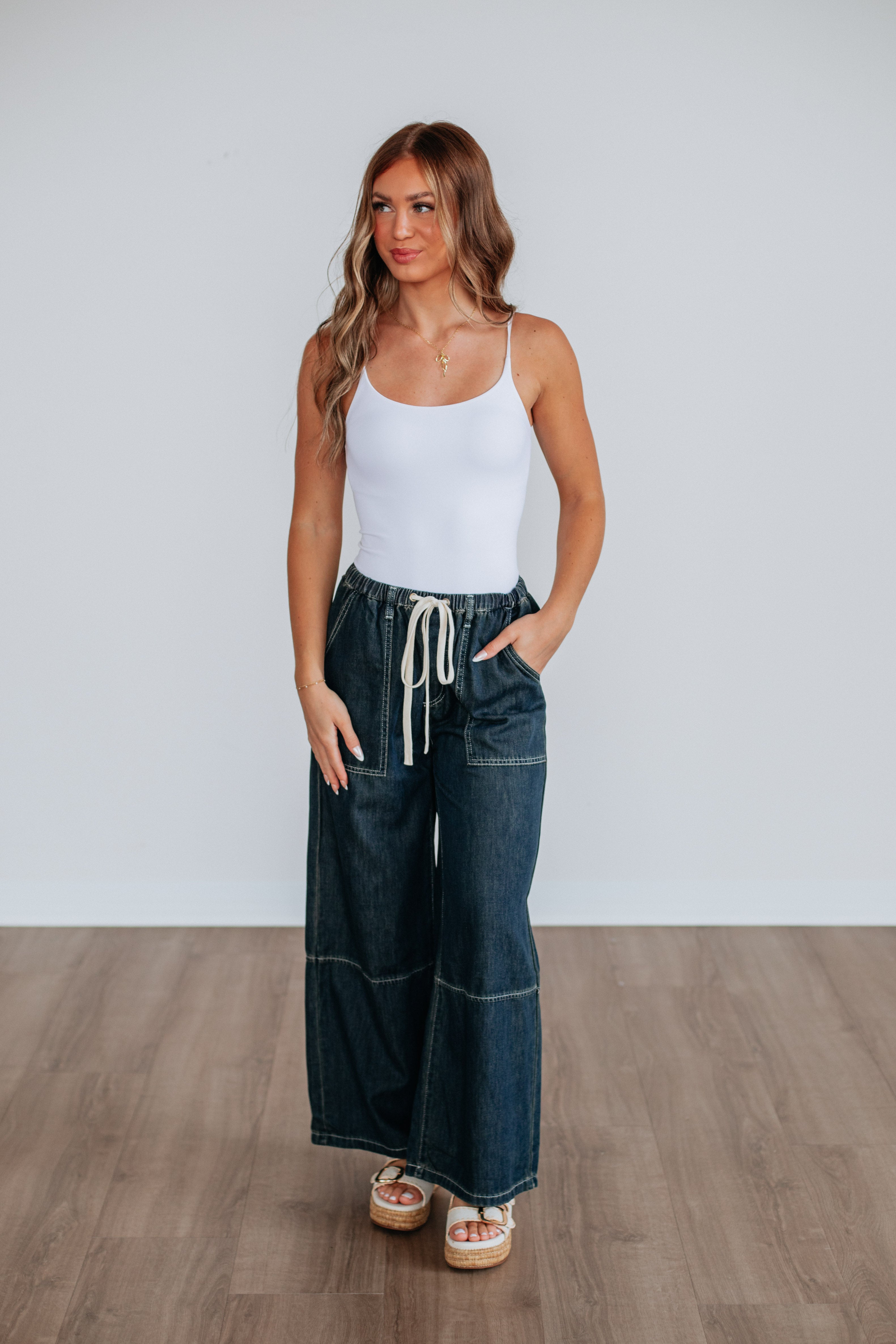 Twila Wide Leg Pants - Dark Wash - Image 2