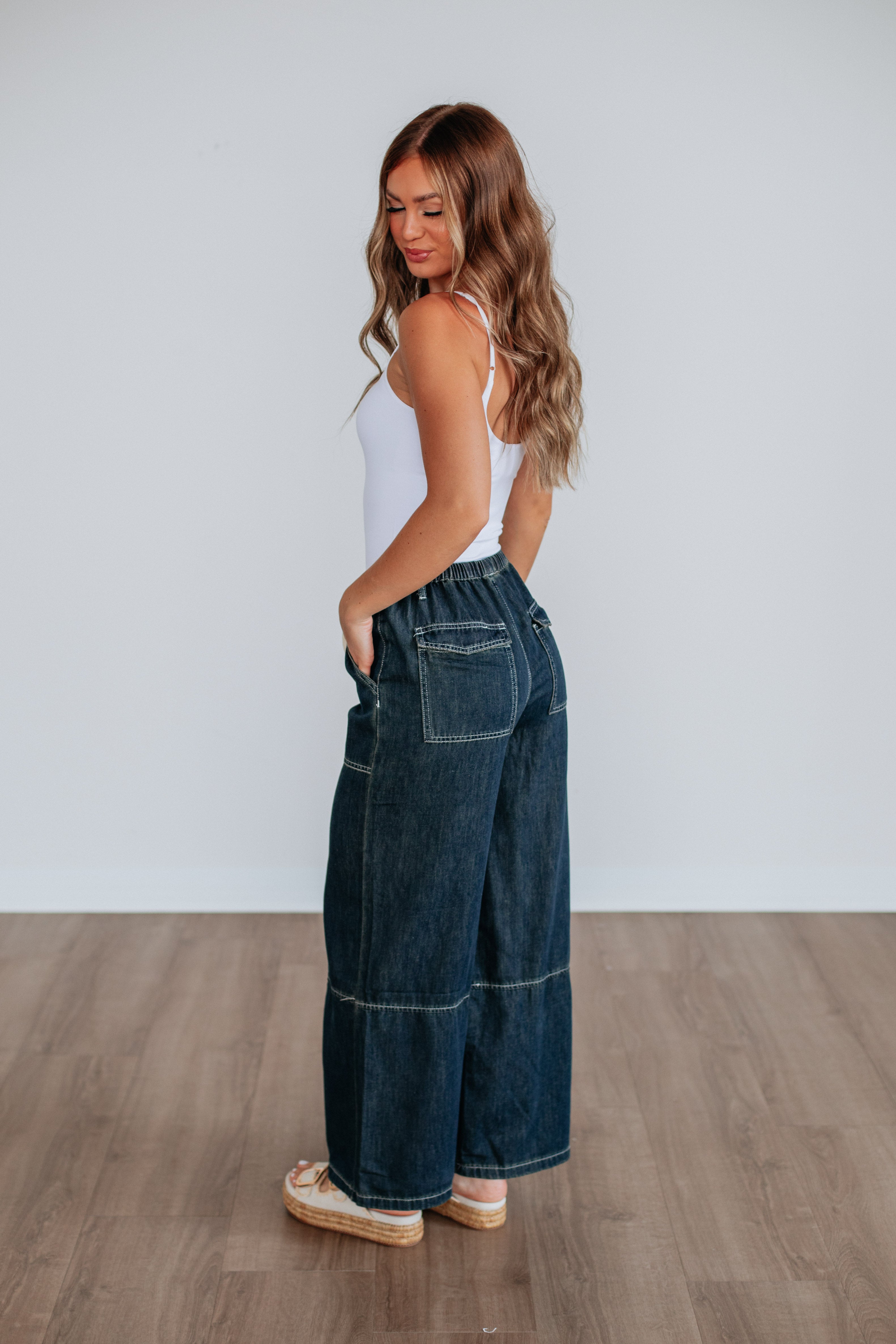 Twila Wide Leg Pants - Dark Wash - Image 3