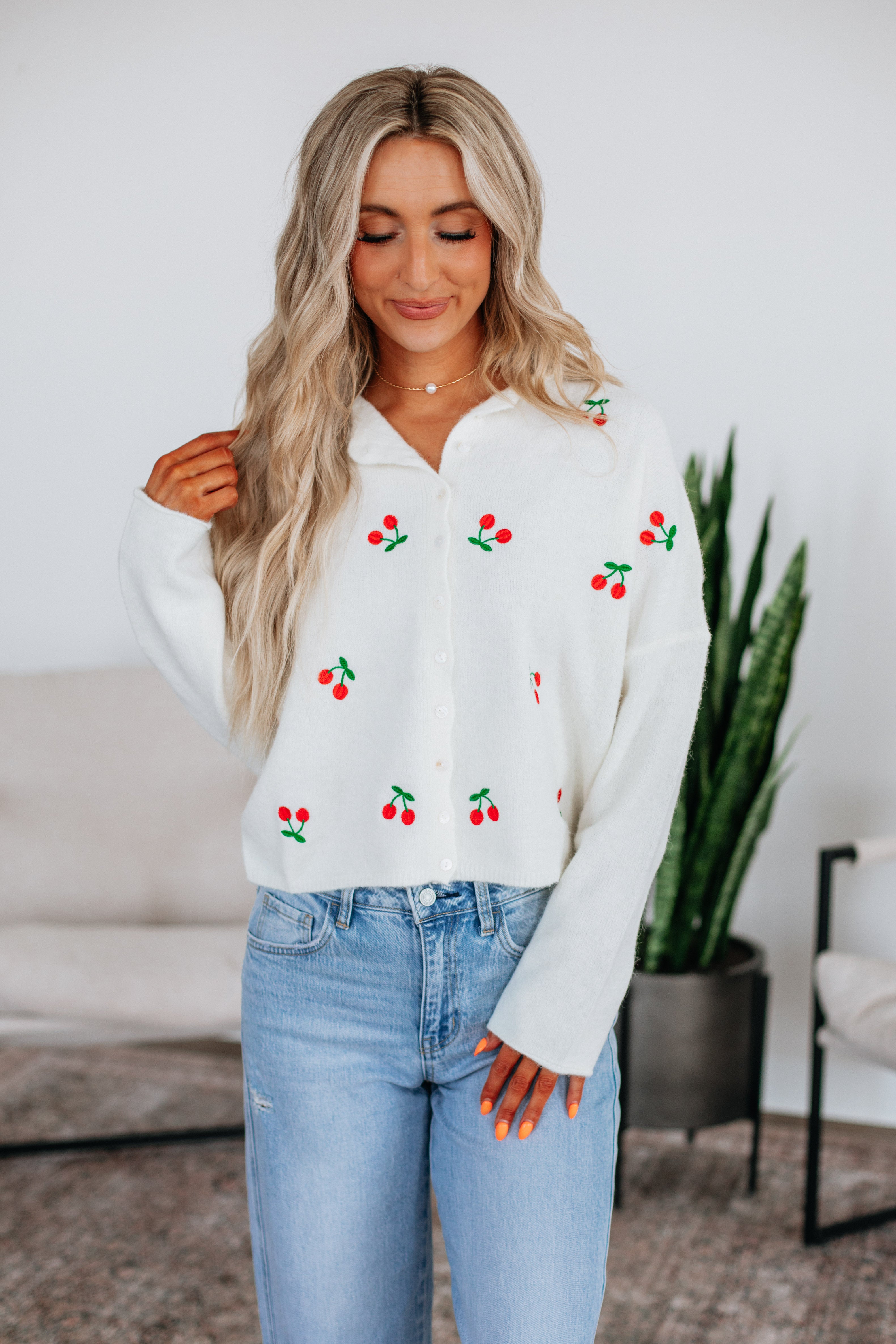 Brooke Cherry Cardigan - Image 2